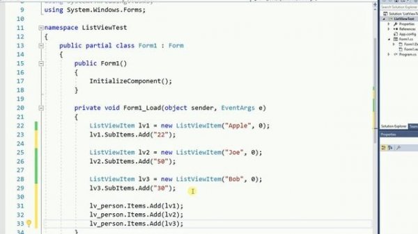 Visual Studio 2017 - Windows Forms -ListView add items and read selected