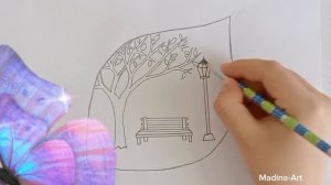 Как нарисовать осень/золотая осень рисунок/күздің суретін салу оңай/күздің соңғы күні/күздің суреті