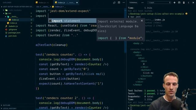 Using the new new setupFilesAfterEnv feature in Jest v24 смотреть онлайн