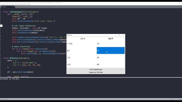 Create a Pandas DataFrame editor with PyQt5 and Python смотреть онлайн