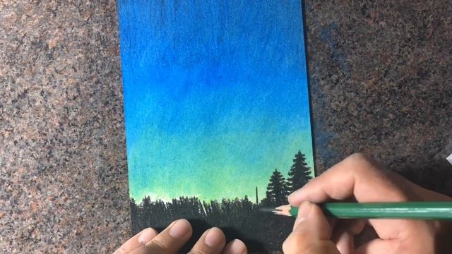 Beautiful night sky drawing with oil pastels for beginners смотреть онлайн
