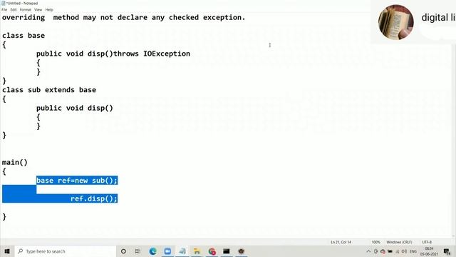 # video 145 # Concepts of JAVA Programming - overriding and checked exception смотреть онлайн