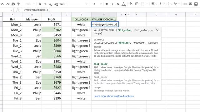 How to use =CELLCOLOR() & =VALUESBYCOLORALL() in Google Sheets смотреть онлайн