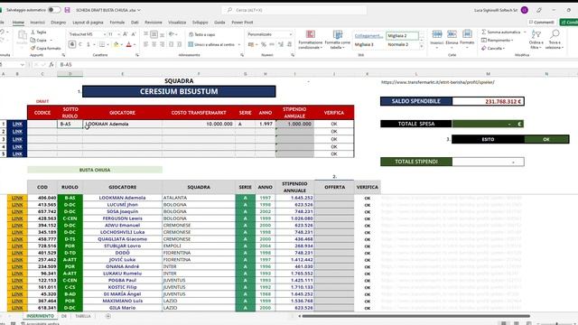 SCHEDA DRAFT + BUSTA CHIUSA xlsx Excel 2022 08 27 19 32 05 смотреть онлайн