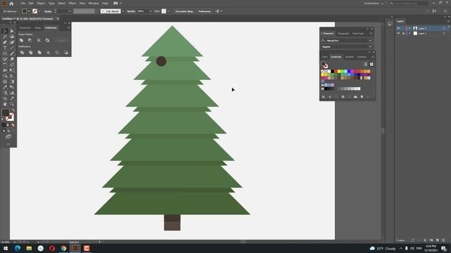 How to Draw a Christmas Tree in Adobe Illustrator - With Blend tool смотреть онлайн