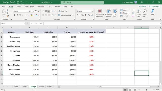 Calculating Percent Variance with Negative Values in Excel - Office 365 смотреть онлайн