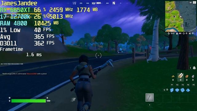 Fortnite Performance RX 6650 XT i7 12700k смотреть онлайн