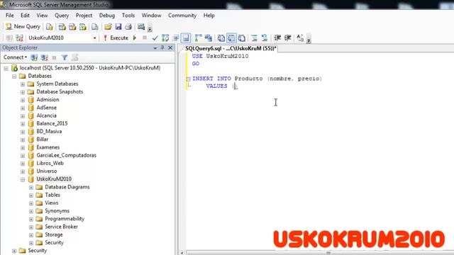 Curso SQL Server - 8. INSERT: Inserción de Datos | UskoKruM2010 смотреть онлайн