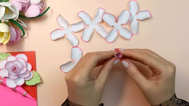 Открытка с цветами своими руками/поделки из бумаги/подарок своими руками смотреть онлайн