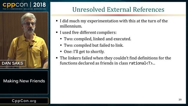 CppCon 2018: Dan Saks “Making New Friends” смотреть онлайн