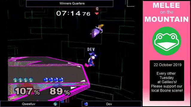Melee on the Mountain 39 - 813 | Qwestluv (Peach) vs. Dev (Yoshi) - SSBM Winners Quarters смотреть онлайн
