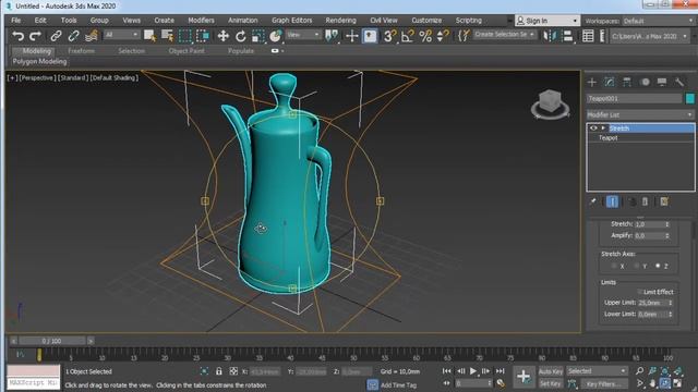 ТехРис. Работа в программе 3ds max. Модификатор "Stretch" смотреть онлайн