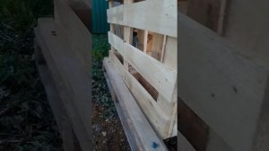 дровеник из поддонов под открытым небом.