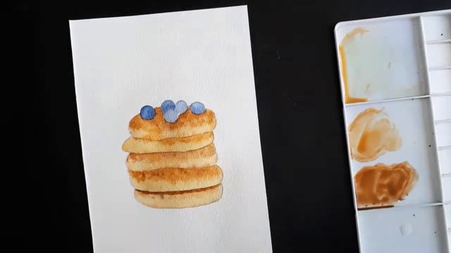 Как нарисовать панкейки. Скетч акварелью смотреть онлайн