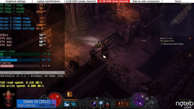 Acer Aspire 5 A515-45 - Diablo 3 Gameplay Benchmark (Ryzen 5 5500U, RX VEGA 7) смотреть онлайн
