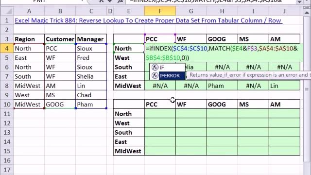 Excel Magic Trick 886: Two Way Lookup, List Names In Tabular Table (Row & Column Criteria) смотреть онлайн