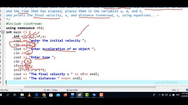 2 .17 a program that enter initial velocity acceleration time and print final velocity and distanc смотреть онлайн