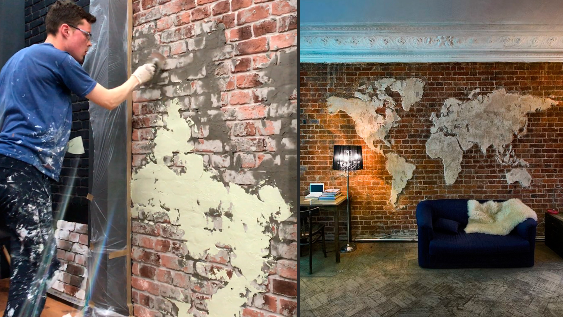 Как задекорировать стену. Декоративная штукатурка + кирпич смотреть онлайн