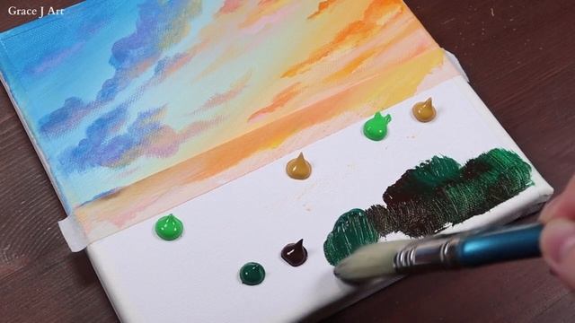 A tree in fantasy sunset/ Acrylic painting for beginners / PaintingTutorial смотреть онлайн