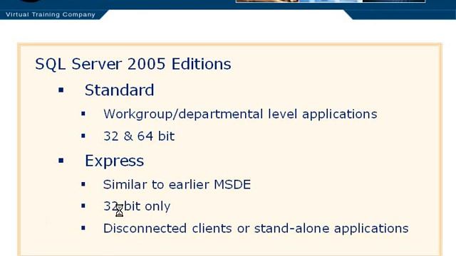 SQL Server 2005 Editions Lesson 2.1 смотреть онлайн