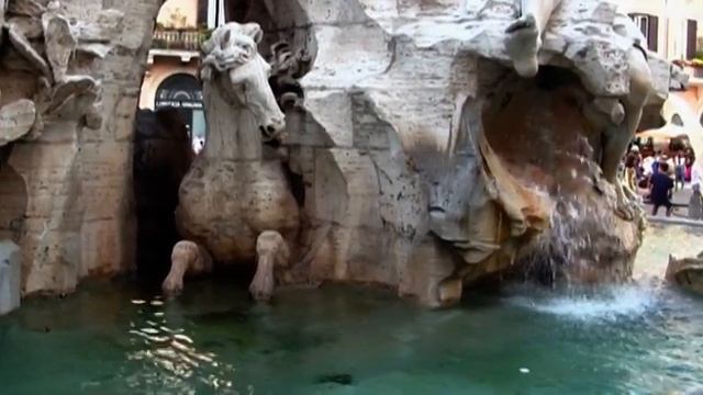 Roma - Fontana dei Quattro Fiumi in Piazza Navona - Piazza Navona (Navona square) in Rome смотреть онлайн