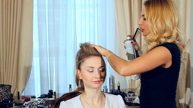 Как сделать вечернюю прическу для волос средней длины смотреть онлайн