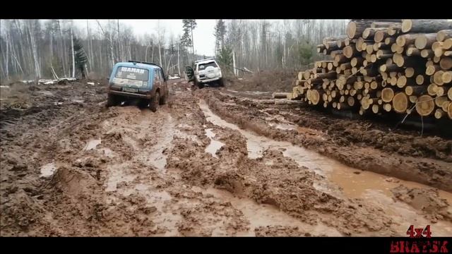 Прадо 150 на 35-х и Нива на 32-х на весеннем бездорожье"4х4 Братск" смотреть онлайн