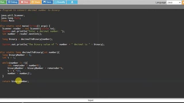Java Program to convert decimal number to binary смотреть онлайн