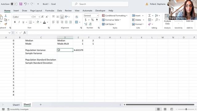 Excel for Statistics - Video 5 - Finding the Variance and Standard Deviation смотреть онлайн