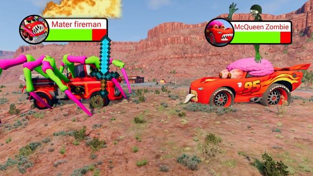 ?Huge Firefighter Mater Eater & McQueen Zombie?Caught Up With McQueen?! ?(Beamng Drive) смотреть онлайн