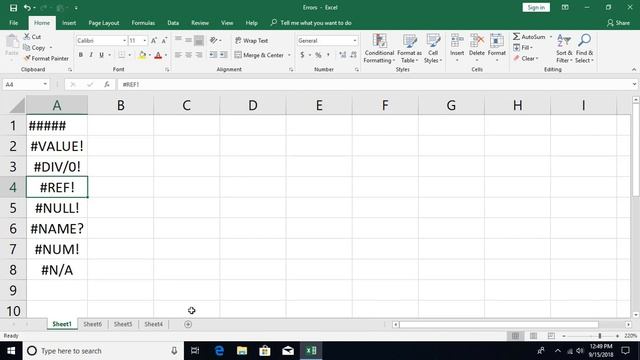 Excel Tutorial 16 - Errors #####, #VALUE!, #DIV/0!, #REF!, #NULL!, #NAME?, #NUM!, #N/A смотреть онлайн