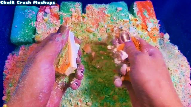 2x Speed ASMR Rainbow Edit: Crushing Dyed Chalk Sounds #chalkcrush #viral #asmr #subscribenow