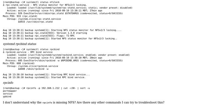 Unix & Linux: Unable to NFS mount "Program not registered error" смотреть онлайн