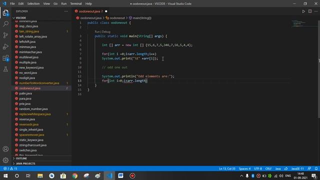 Program to print the elements of an array present on odd position in Java using Visual Studio Code смотреть онлайн