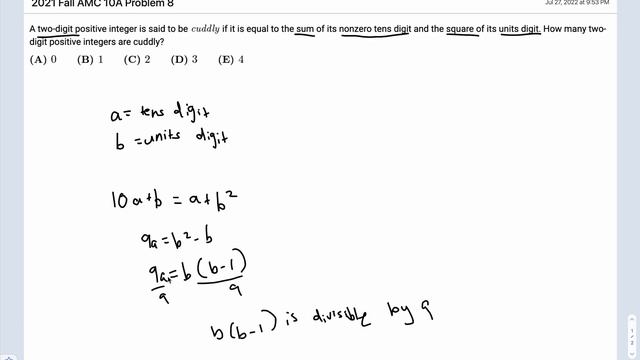 Problem 8: AoPs 2021 Fall AMC 10A смотреть онлайн