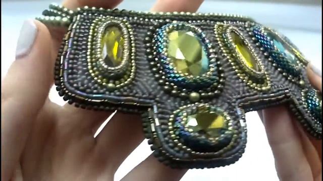 Колье из бисера и камней Сваровски египетский стиль Сон Клеопатры хаки NataliaLuzik смотреть онлайн
