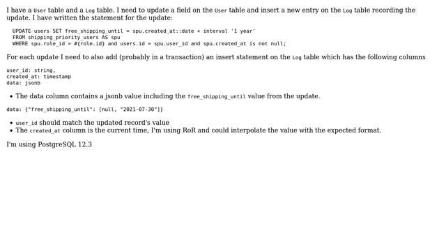 Databases: PostgreSQL update table then insert on another table смотреть онлайн
