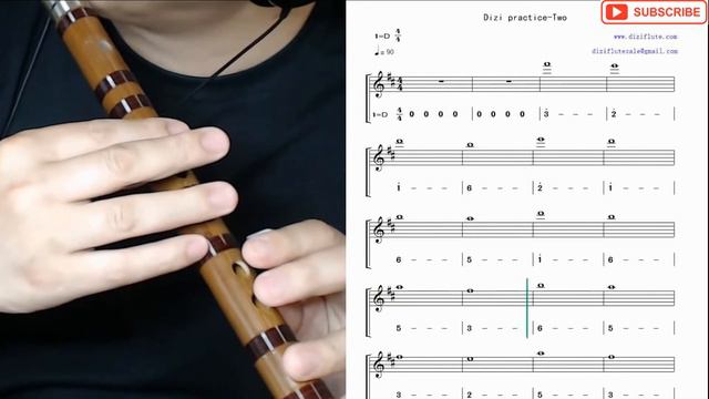 Practice Two-D key dizi flute with staff and number notation video 笛子练习曲2 D调竹笛指法动态五线谱简谱 @Dan Tang смотреть онлайн