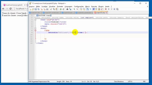 Criando Cookies em PHP смотреть онлайн