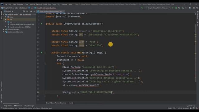 Drop or Delete table in database using java JDBC in mySql using intellij IDEA 2020 #java смотреть онлайн