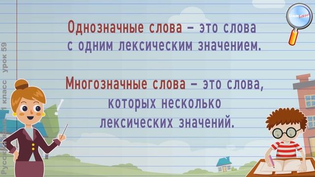 Русский язык 1 класс (Урок№59 - Что такое однозначные и многозначные слова? Словари русского языка. смотреть онлайн