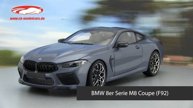Ck-modelcars-video: BMW 8er Serie M8 Coupe (F92) Baujahr 2020 Blau Metallic 1:18 Minichamps