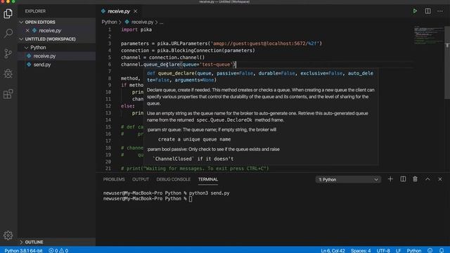 Send and Receive Messages From RabbitMq with Pika and Python смотреть онлайн