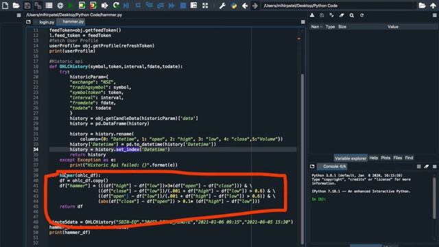 Hammer Candle Implementation in Python смотреть онлайн
