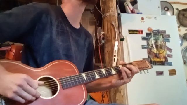 Vintage Telleno acoustic parlor guitar, 1920's Texas/Piedmont blues fingerpicking- смотреть онлайн