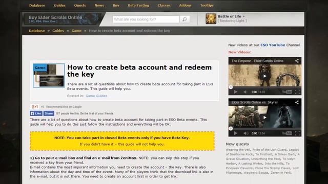 The Elder Scrolls Online BETA Codes Giveaway [ALL GONE] смотреть онлайн