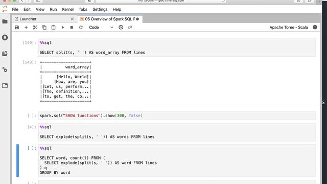 Spark SQL - Pre-defined Functions - Query Example - Word Count смотреть онлайн