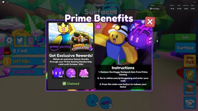 PRIME GAMING BENEFITS IS BACK - Roblox Mining Simulator 2 смотреть онлайн