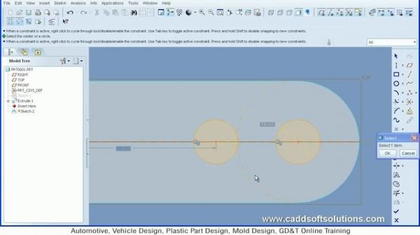 Pro Engineer (Pro E) Wildfire 5.0 Basic Beginner Part Modeling Tutorial