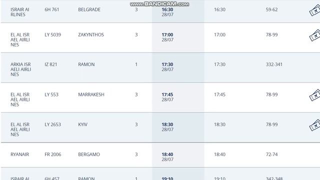 28.07.2021.Запланированные рейсы из аэропорта Бен Гурион, Израиль.Departures from Ben Gurion.TLV смотреть онлайн